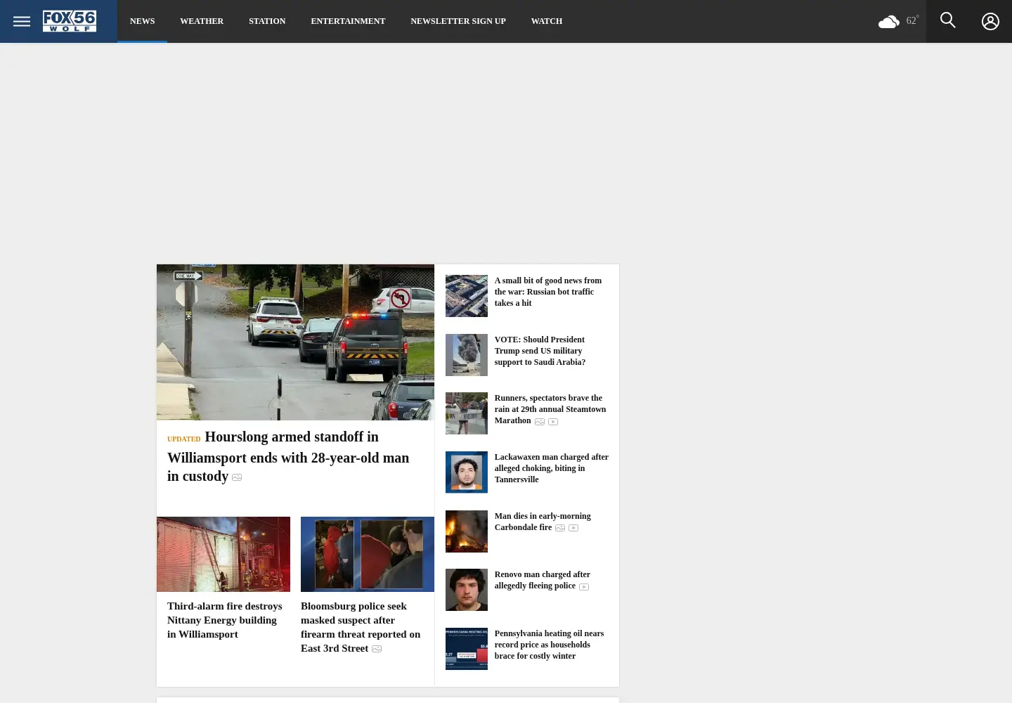Captured homepage of fox56.com in the current scan
