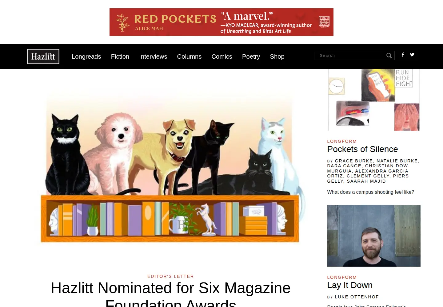 Captured homepage of hazlitt.net in the current scan