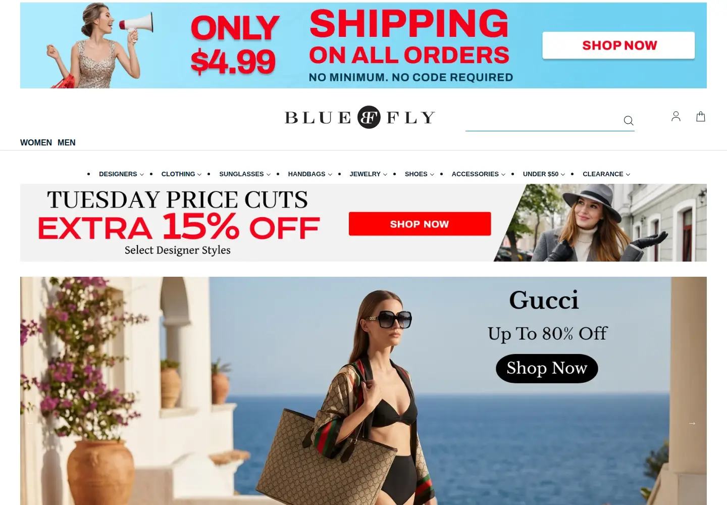 Captured homepage of bluefly.com in the current scan
