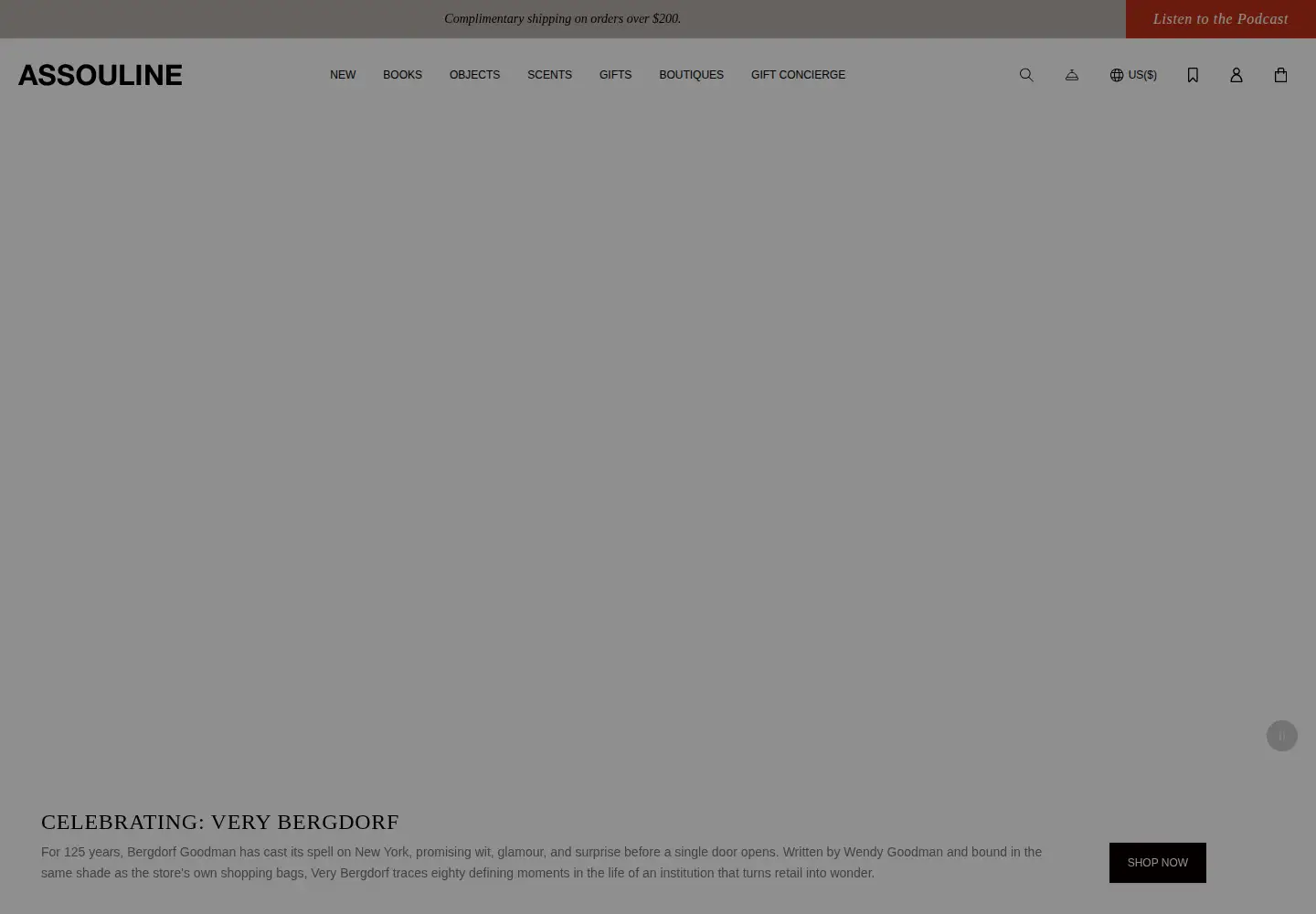 Captured homepage of assouline.com in the current scan