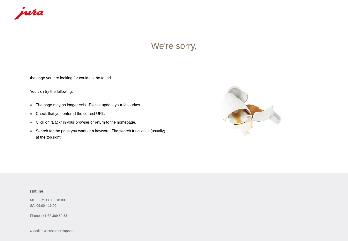 Captured homepage of jura.com in the current scan