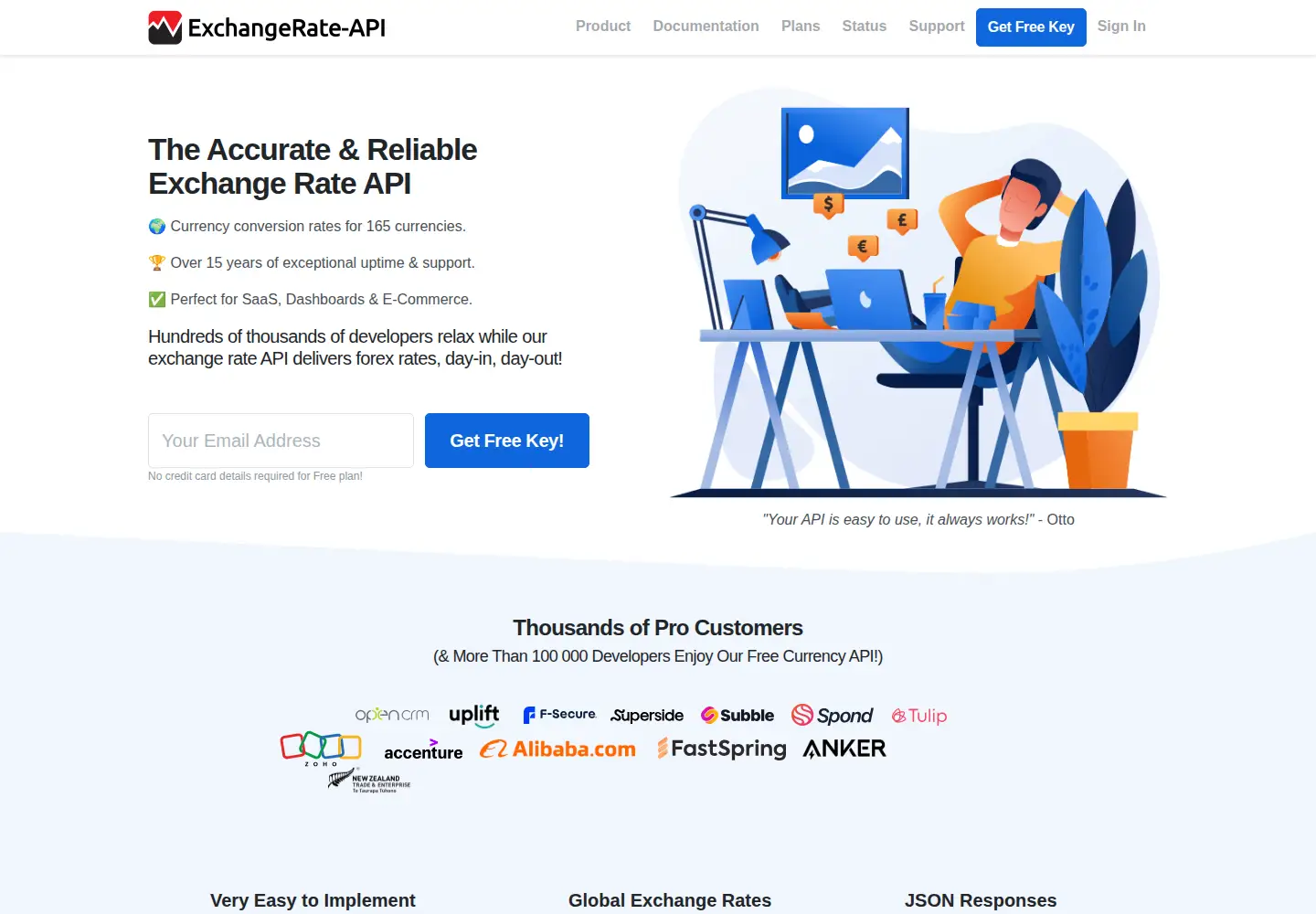 Screenshot of exchangerate-api.com