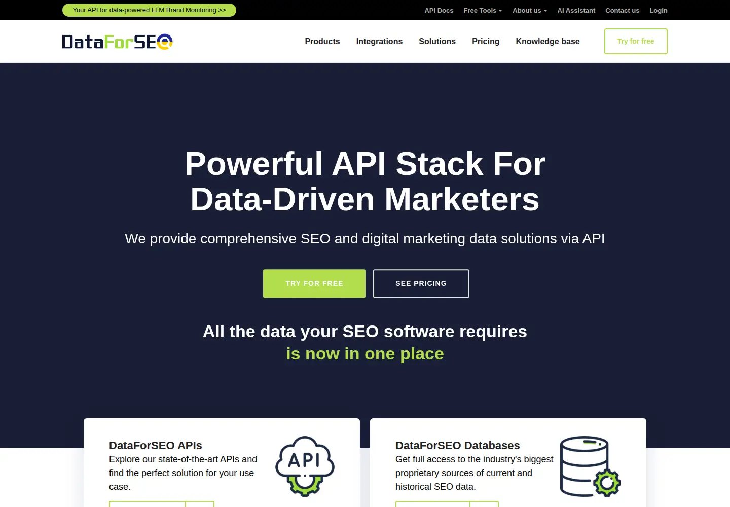 Captured homepage of dataforseo.com in the current scan