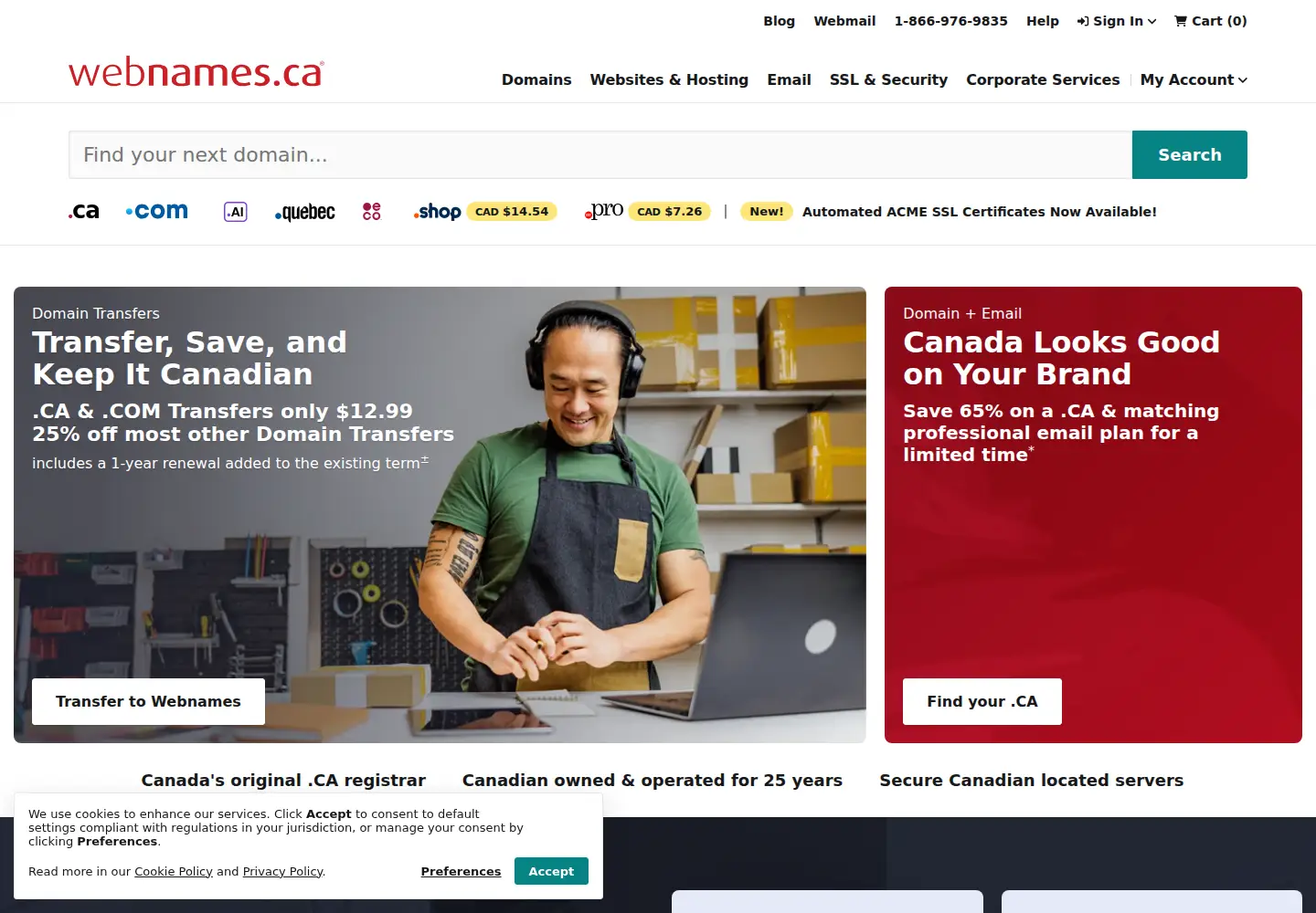 Screenshot of webnames.ca