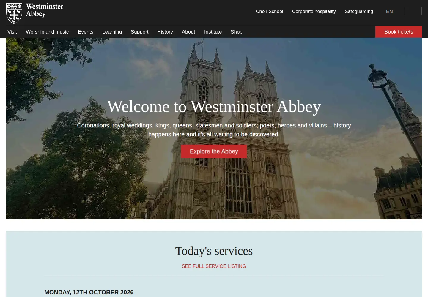 Screenshot of westminster-abbey.org