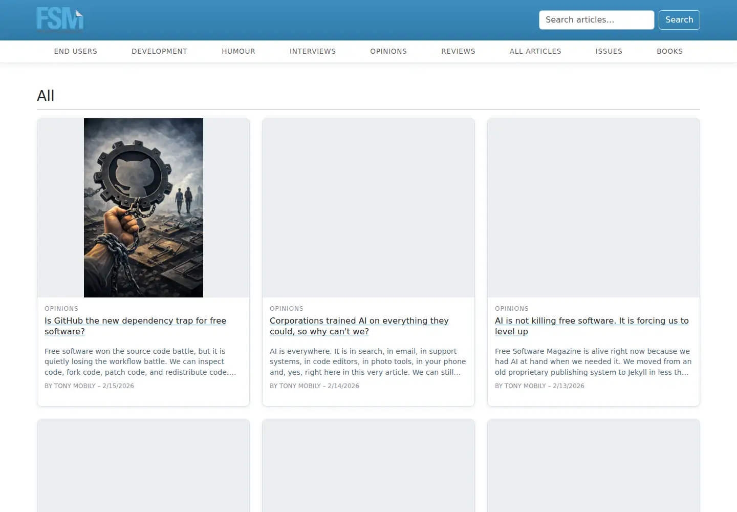 Screenshot of freesoftwaremagazine.com