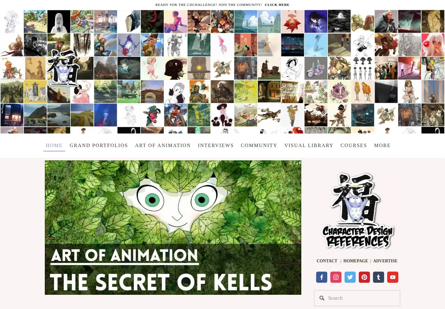 Captured homepage of characterdesignreferences.com in the current scan