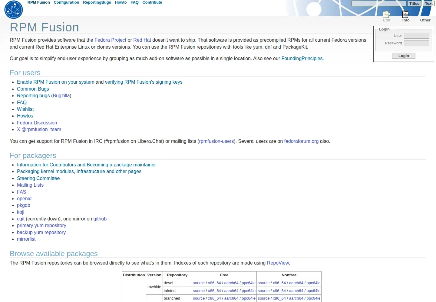 Screenshot of rpmfusion.org