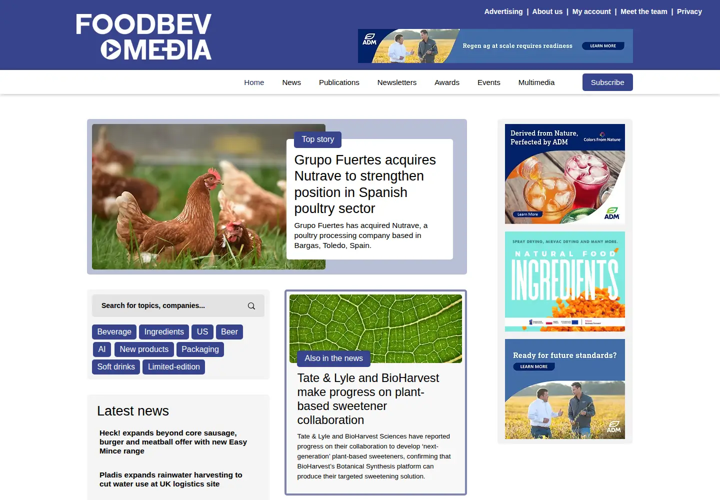 Captured homepage of foodbev.com in the current scan