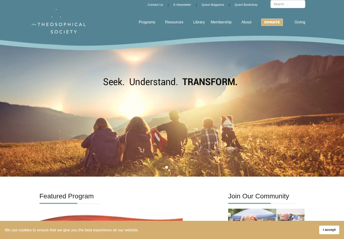 Screenshot of theosophical.org