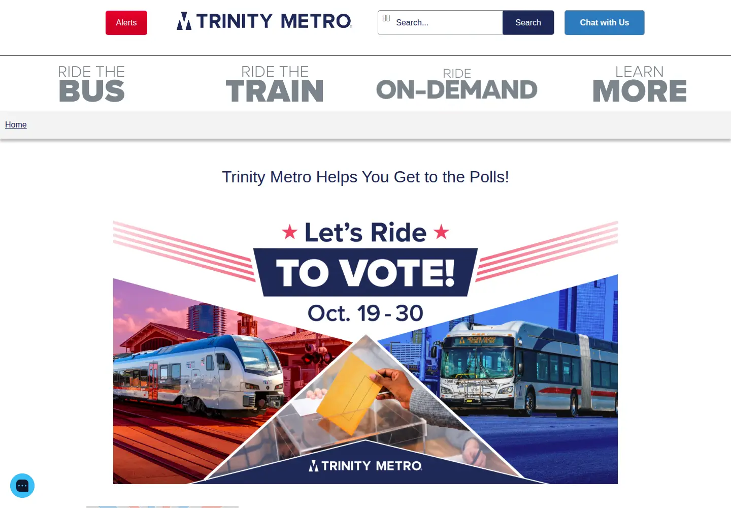 Screenshot of ridetrinitymetro.org