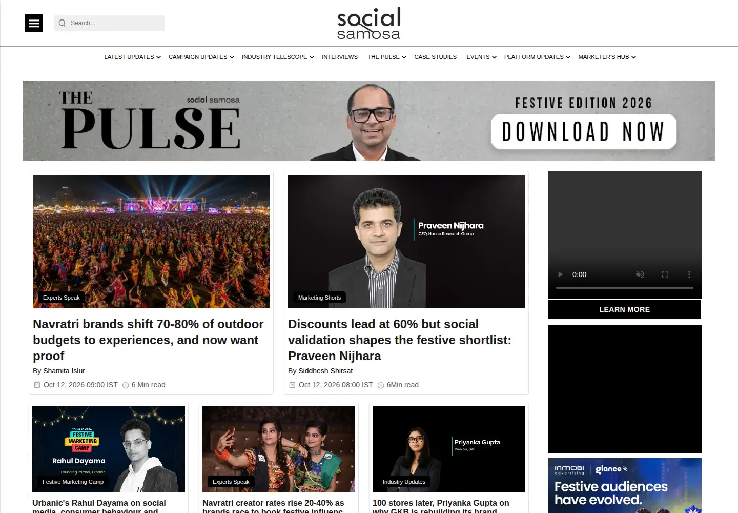 Screenshot of socialsamosa.com
