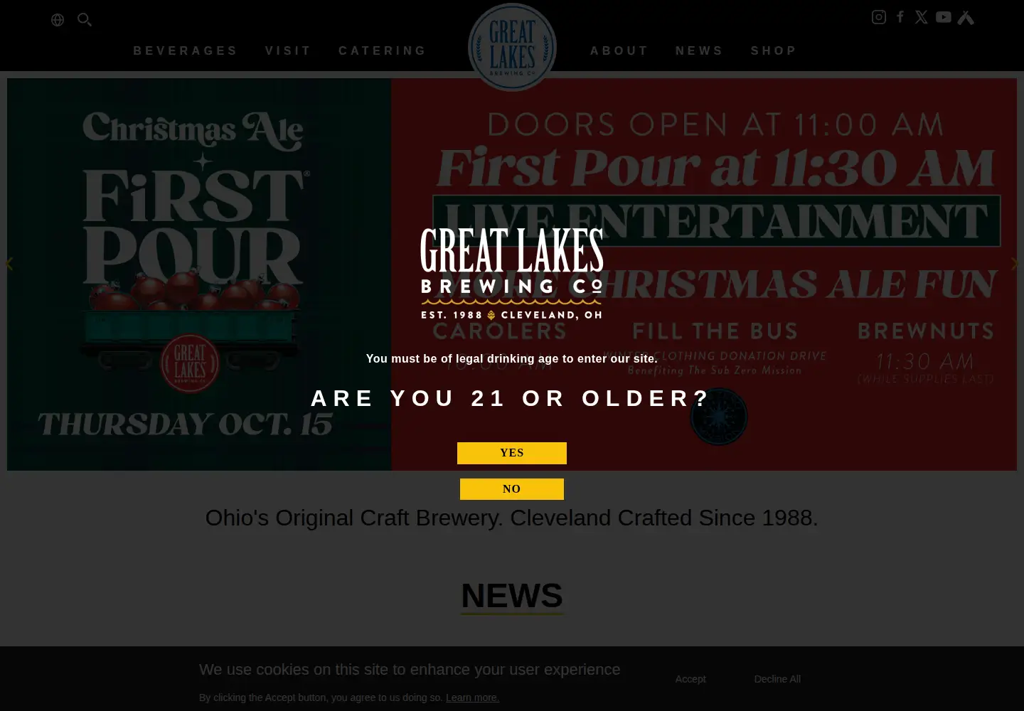 Screenshot of greatlakesbrewing.com
