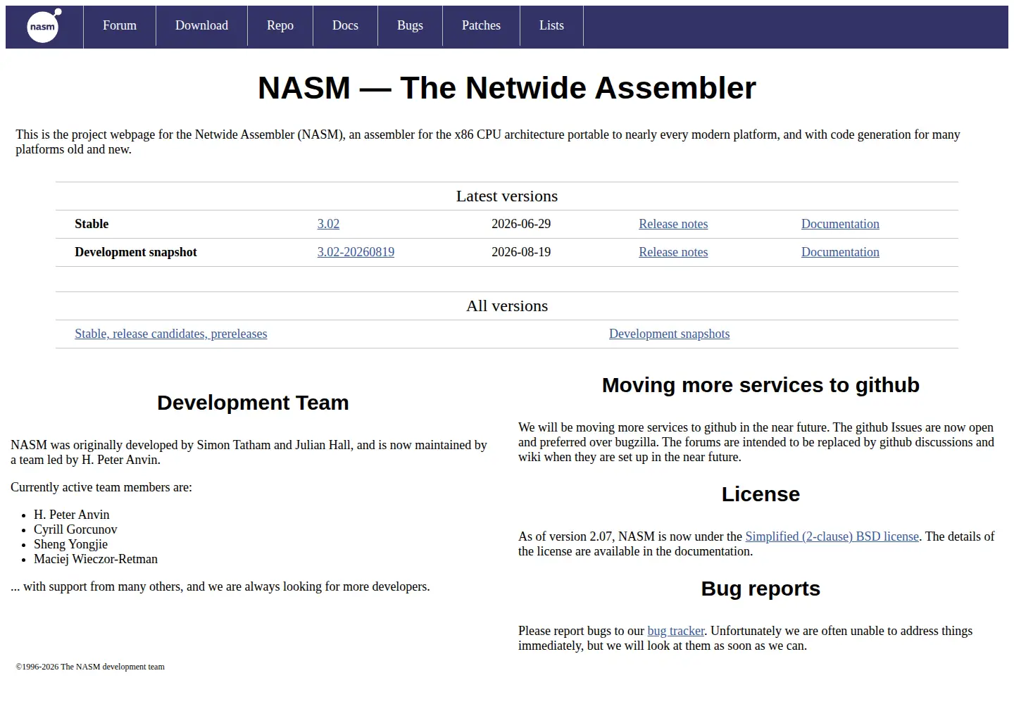 Captured homepage of nasm.us in the current scan