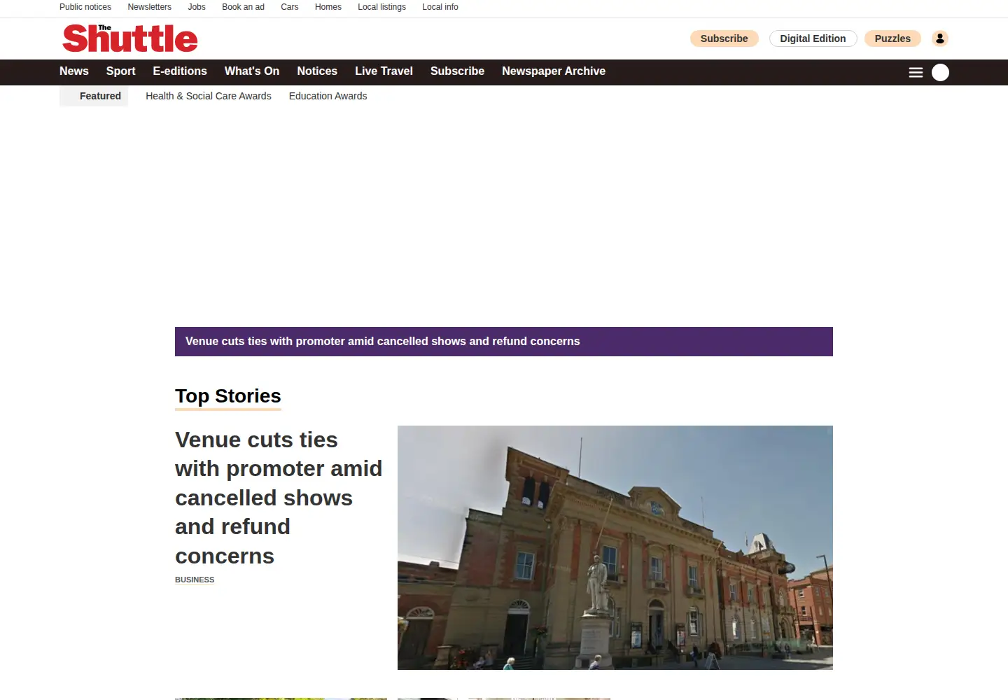 Captured homepage of kidderminstershuttle.co.uk in the current scan