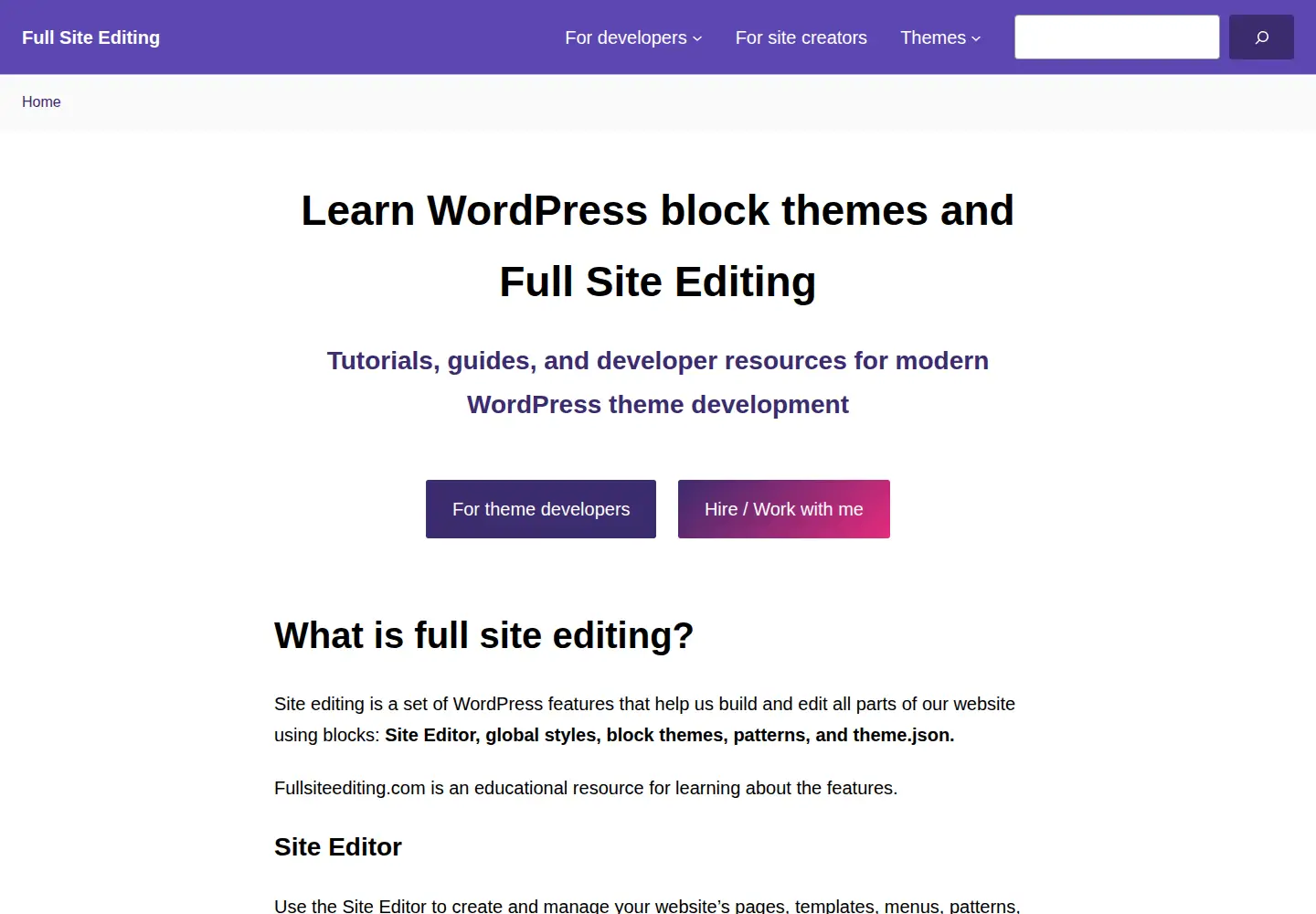 Screenshot of fullsiteediting.com