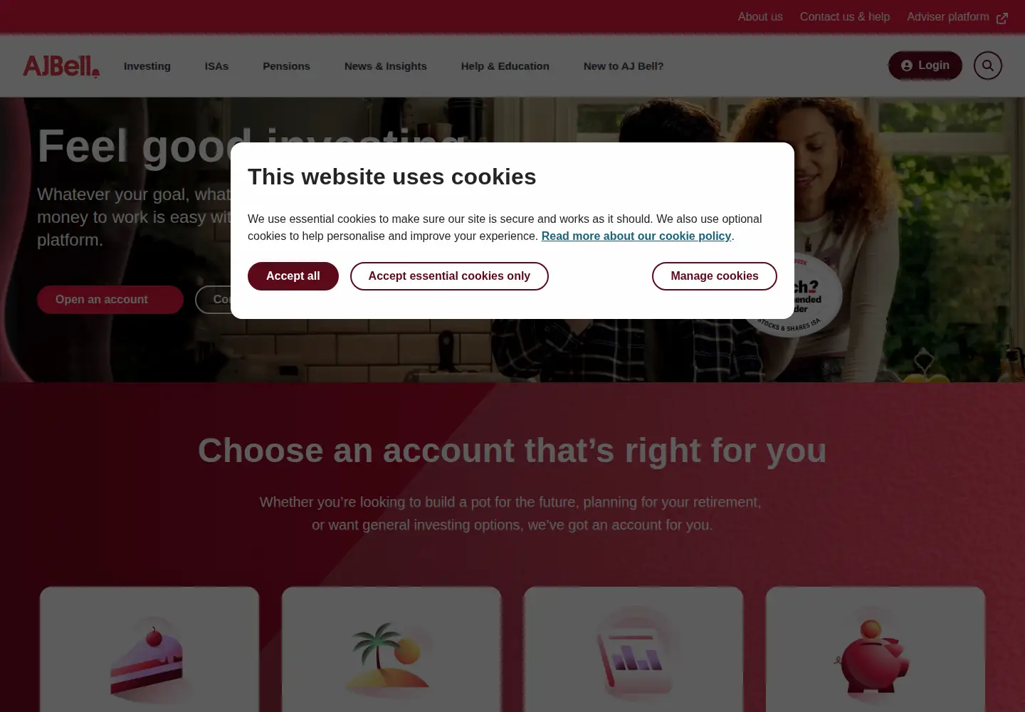Screenshot of ajbell.co.uk