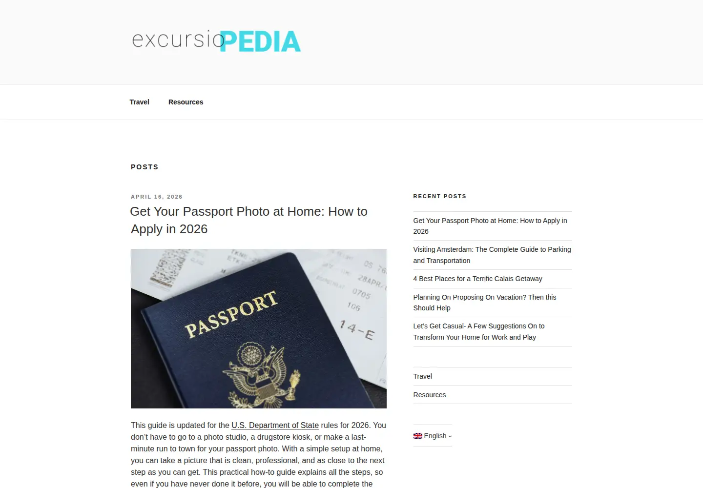 Screenshot of excursiopedia.com