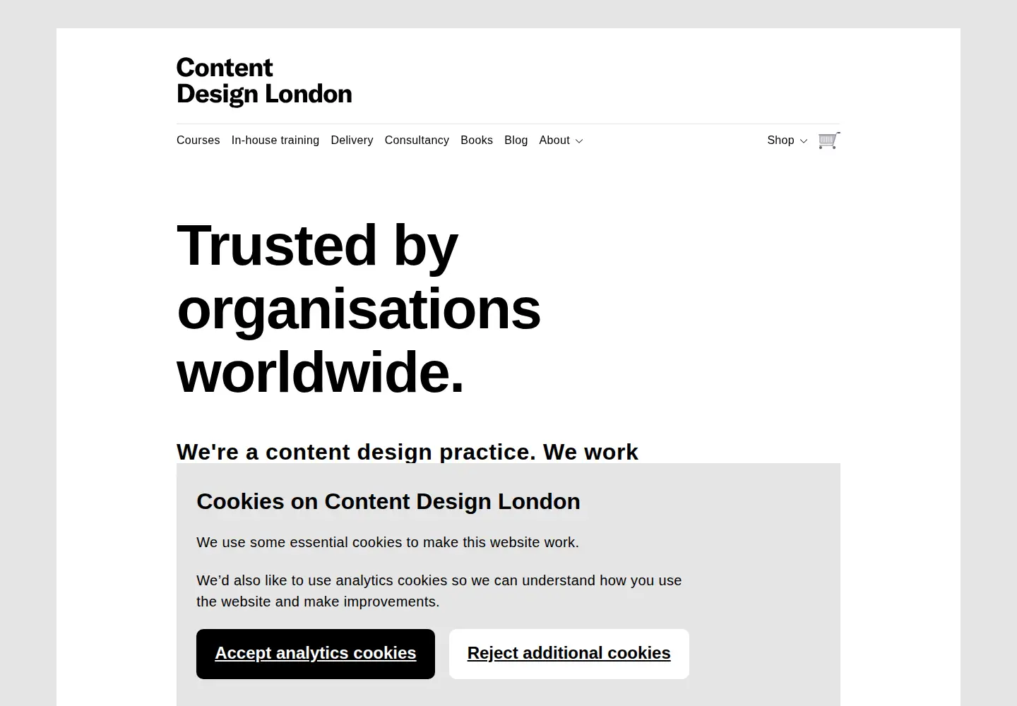 Captured homepage of contentdesign.london in the current scan