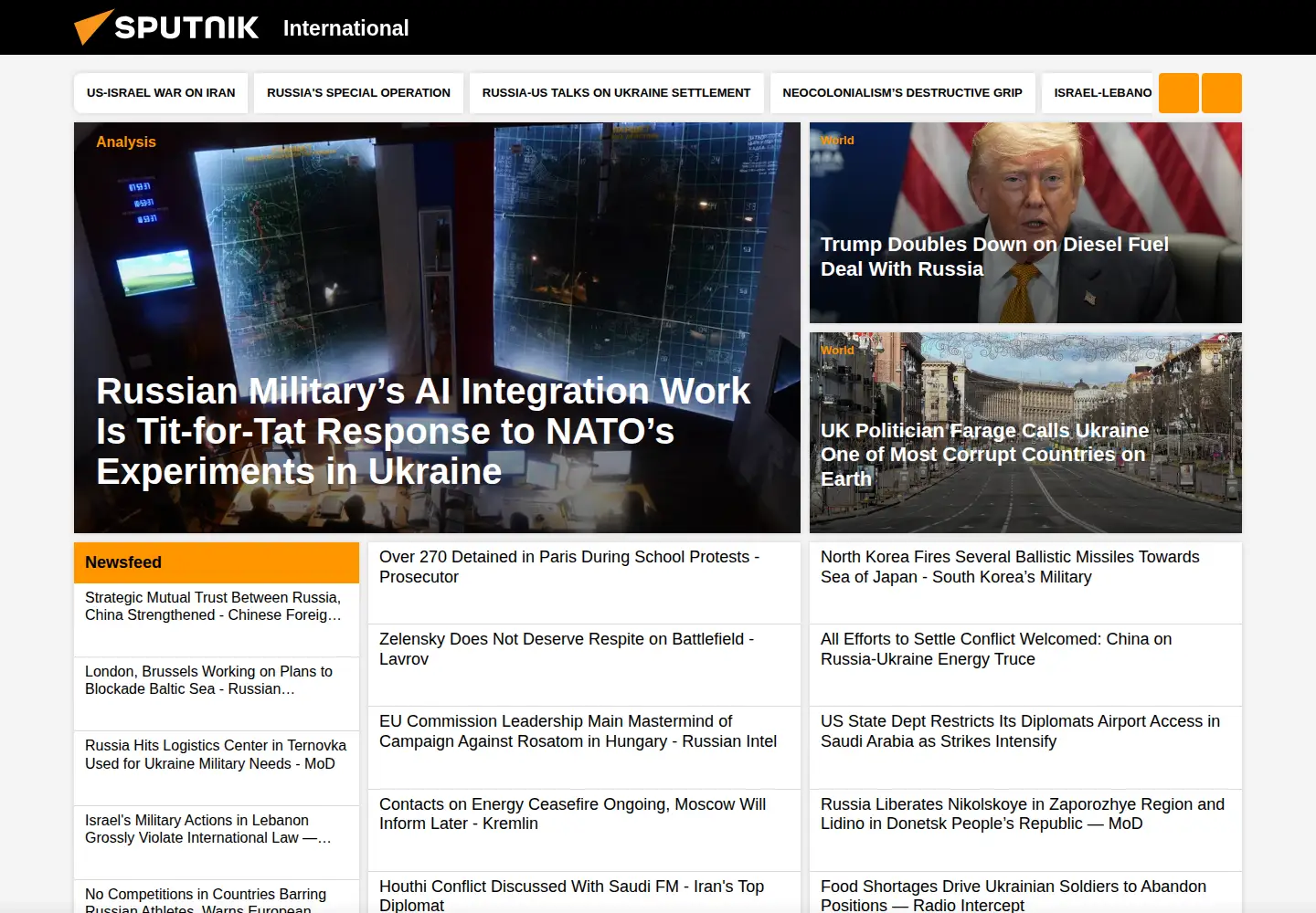 Screenshot of sputnikglobe.com