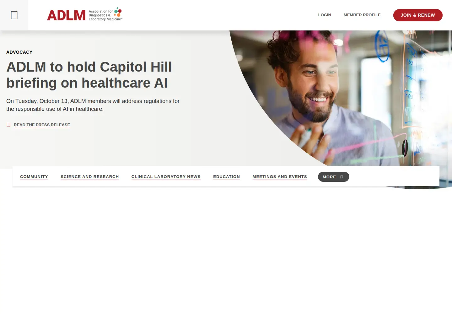 Captured homepage of aacc.org in the current scan