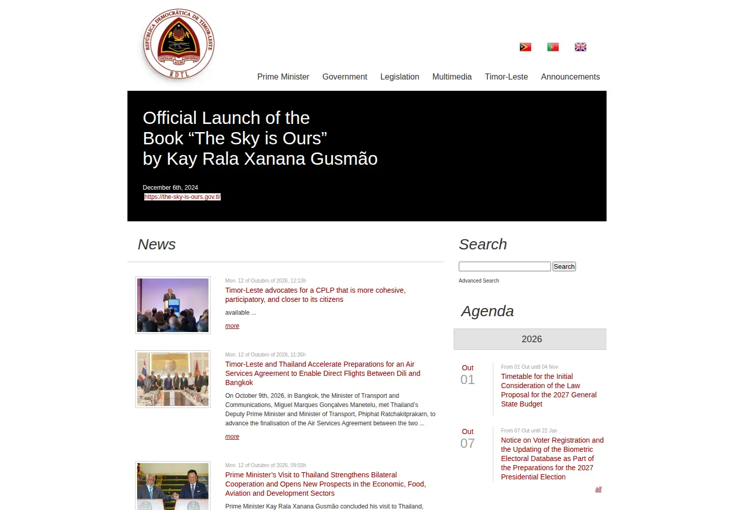 Screenshot of timor-leste.gov.tl