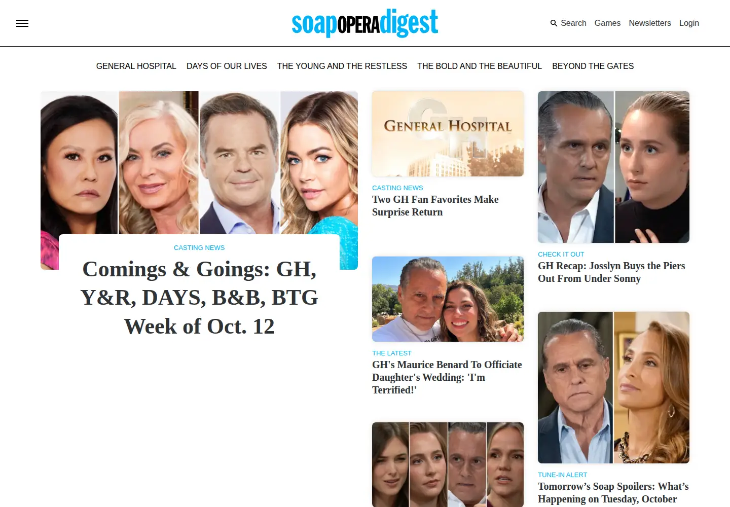 Screenshot of soapoperadigest.com