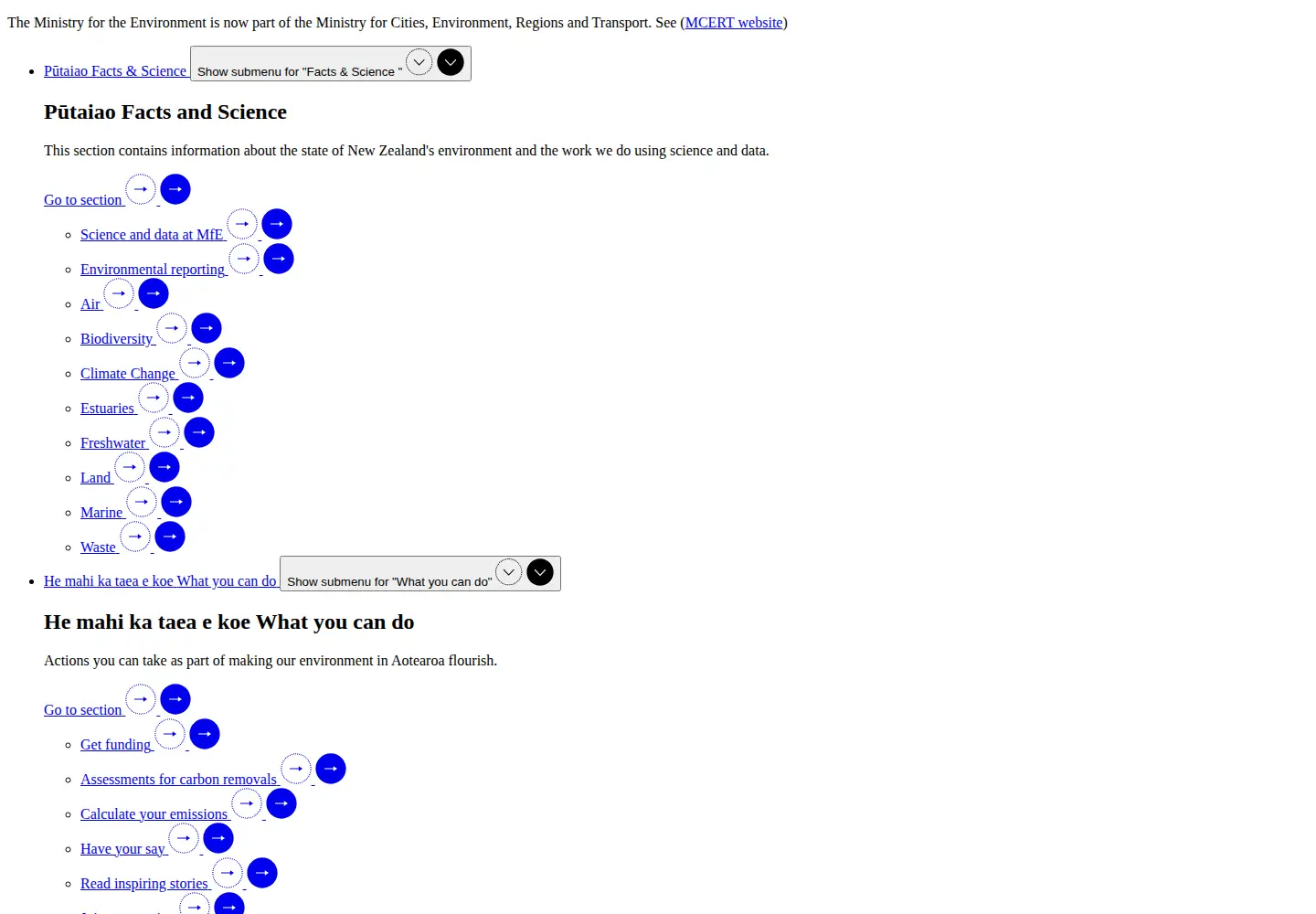 Screenshot of environment.govt.nz