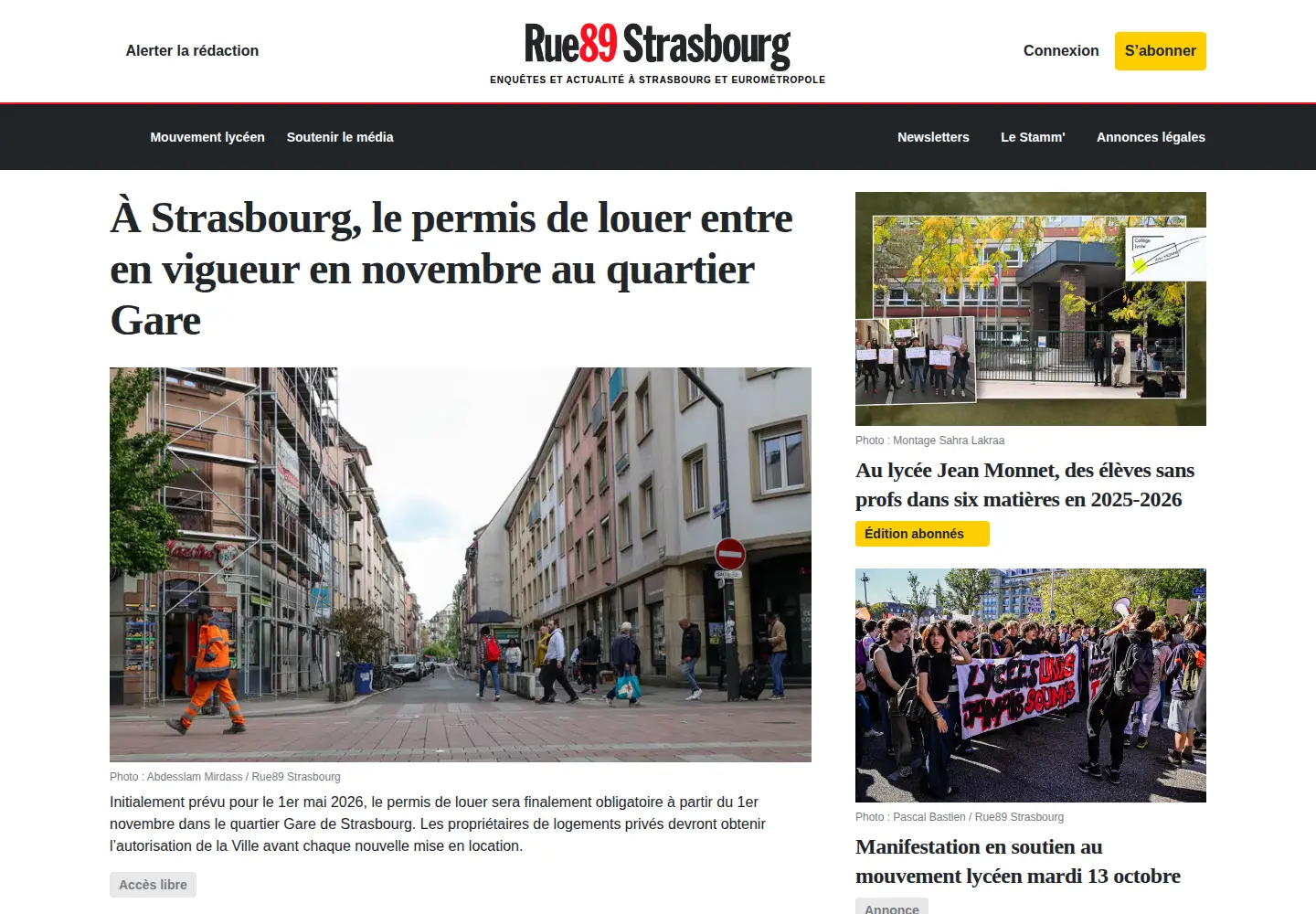 Screenshot of rue89strasbourg.com