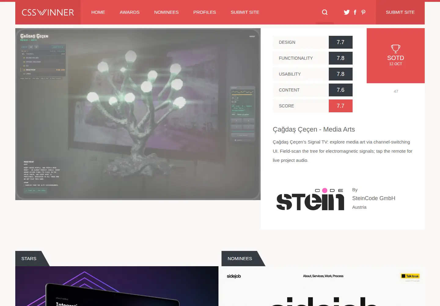 Captured homepage of csswinner.com in the current scan