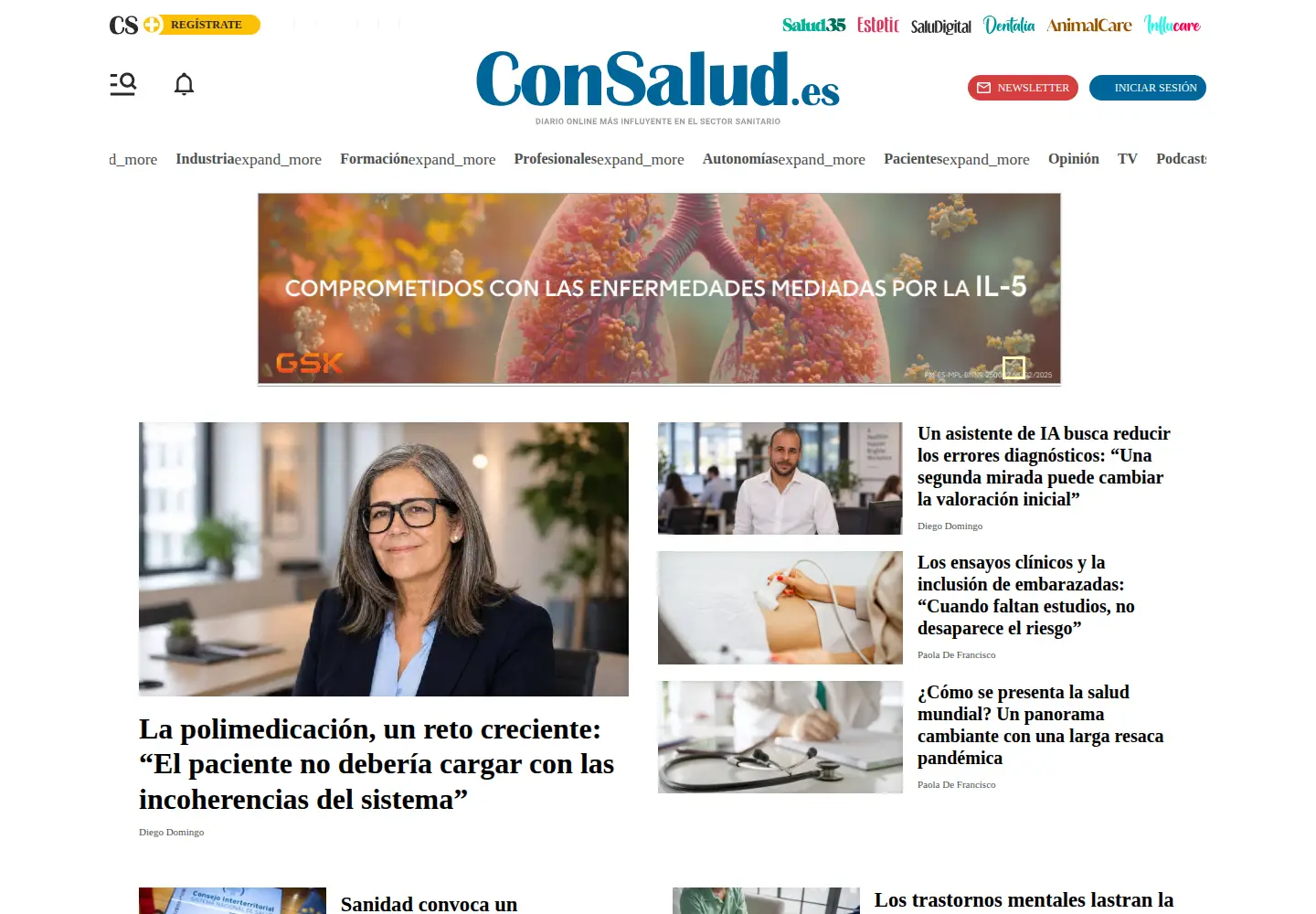 Captured homepage of consalud.es in the current scan