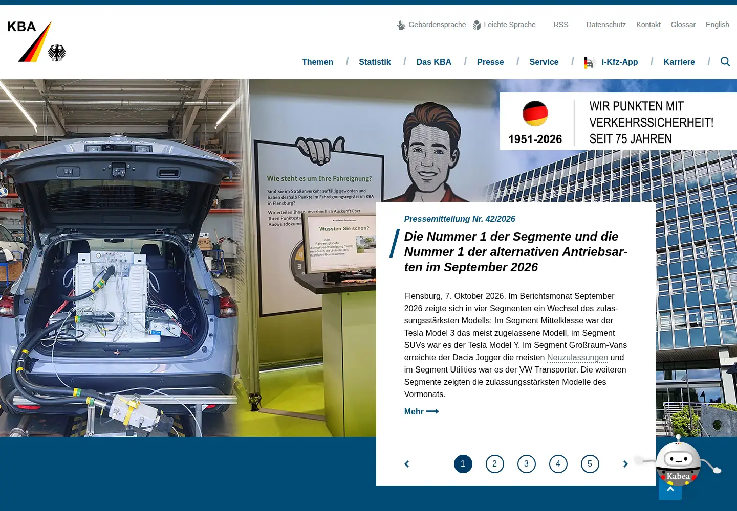 Screenshot of kba.de