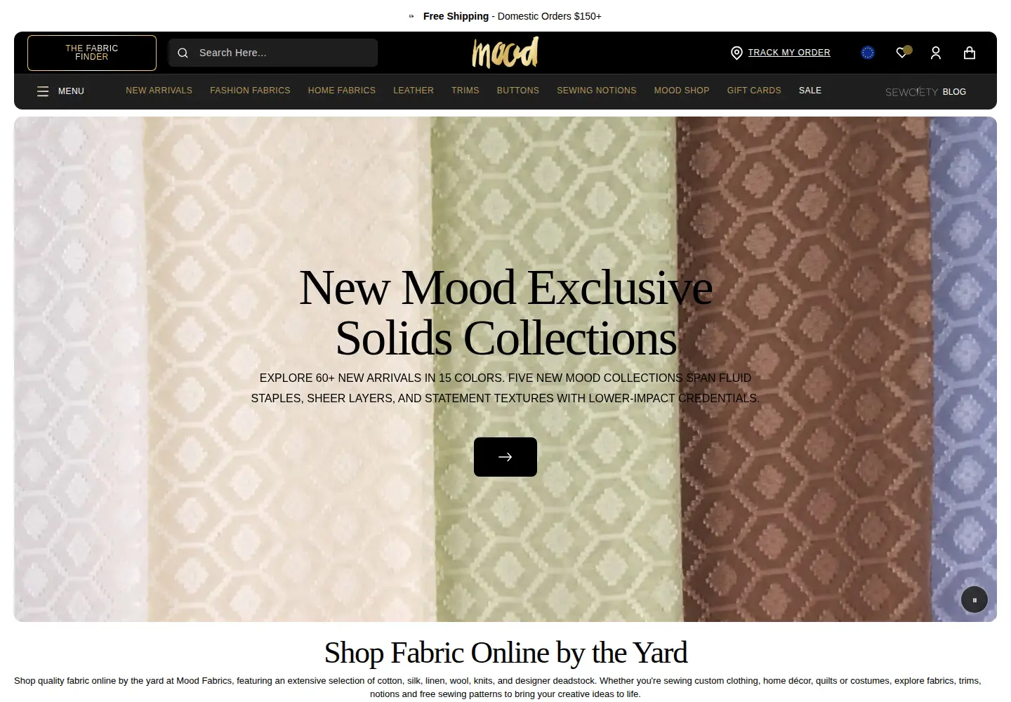 Captured homepage of moodfabrics.com in the current scan