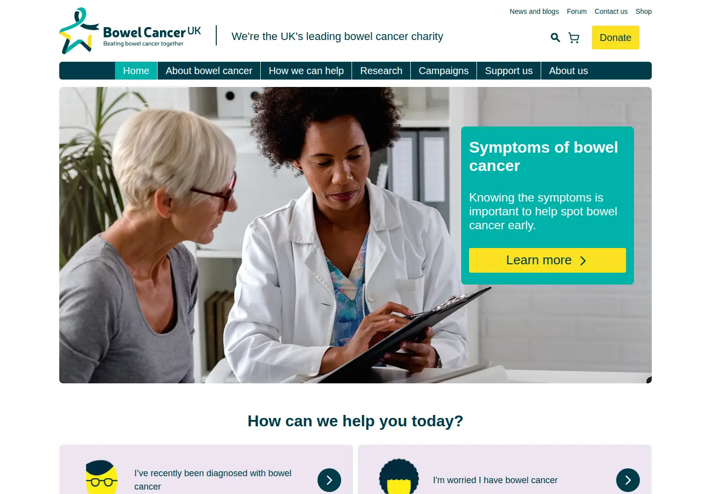 Screenshot of bowelcanceruk.org.uk