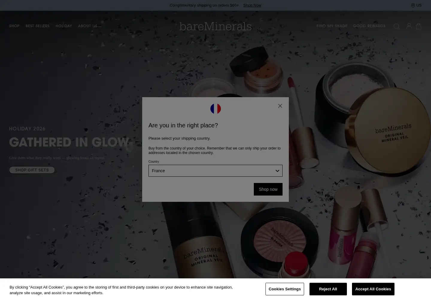 Screenshot of bareminerals.com