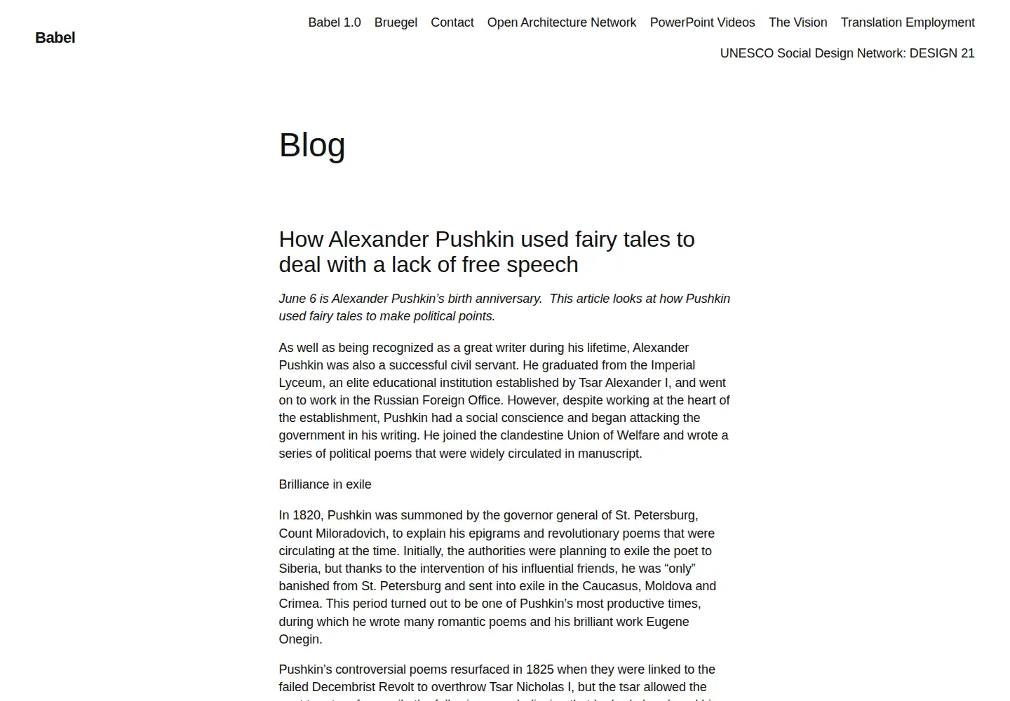 Screenshot of towerofbabel.com