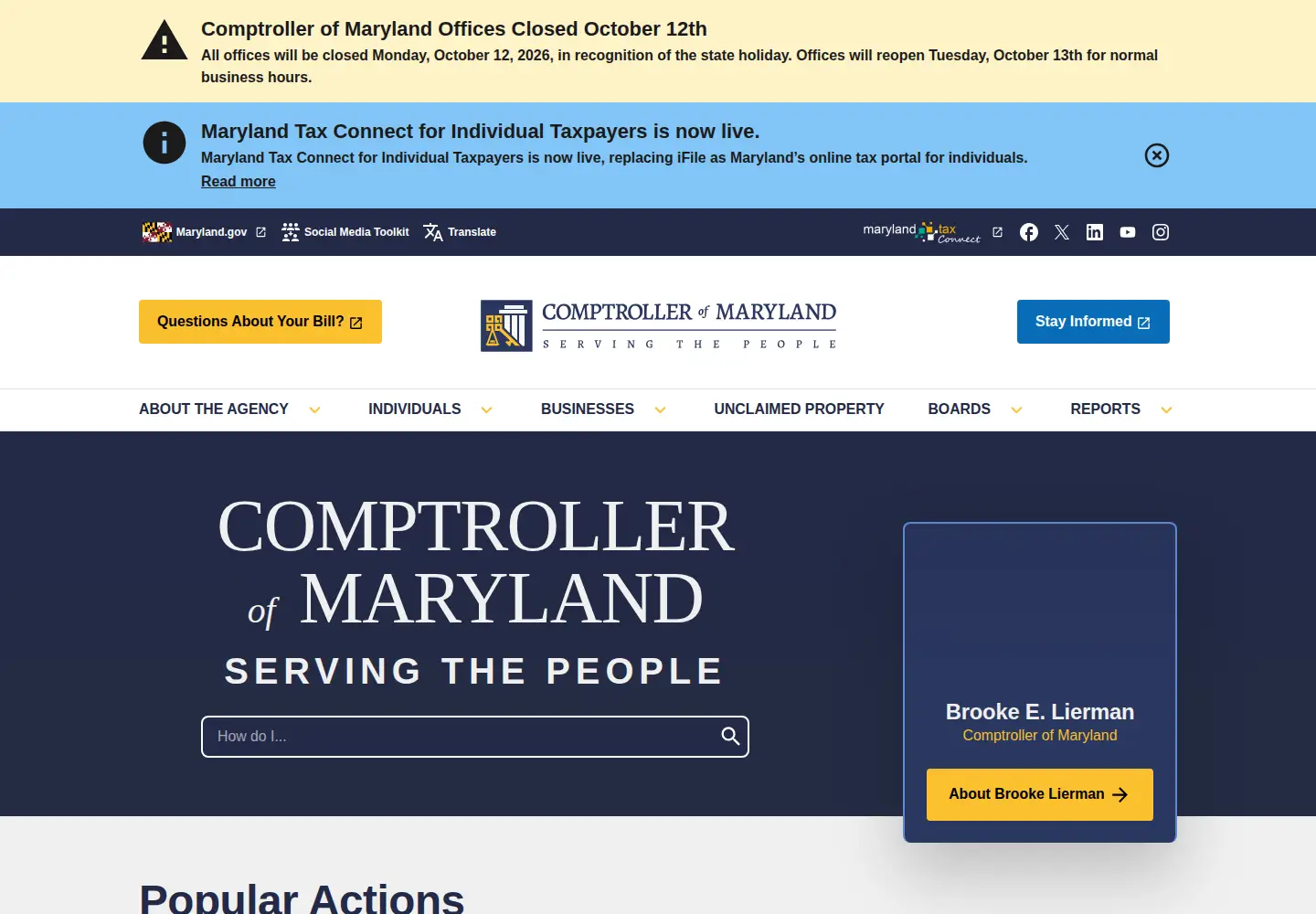 Captured homepage of marylandcomptroller.gov in the current scan