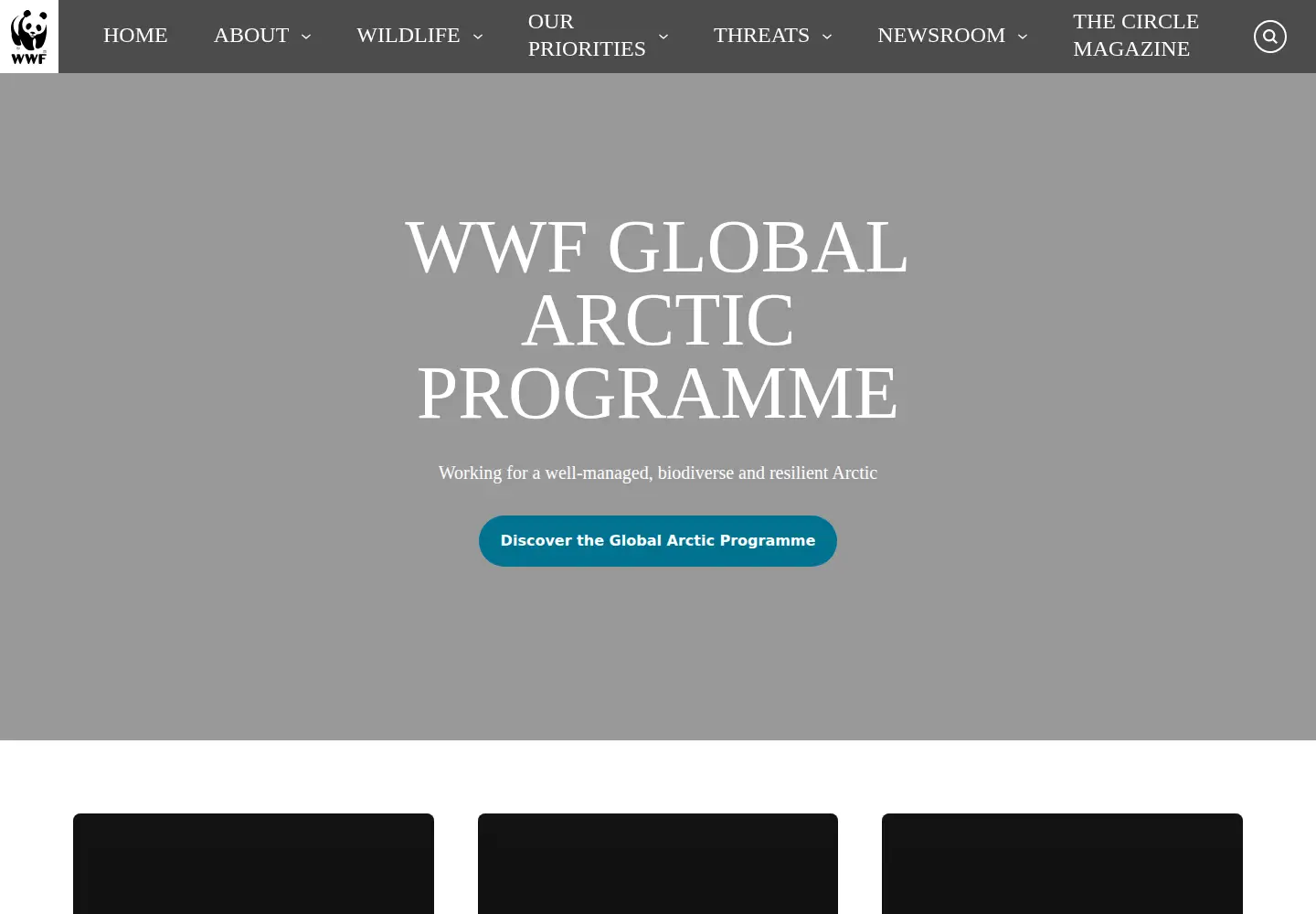 Captured homepage of arcticwwf.org in the current scan