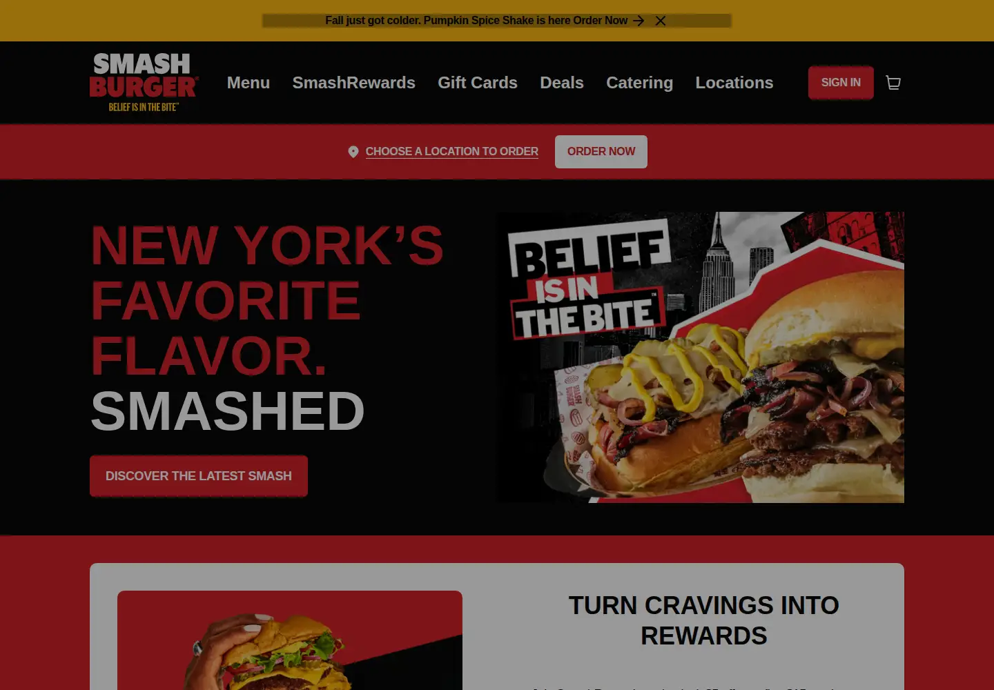 Captured homepage of smashburger.com in the current scan