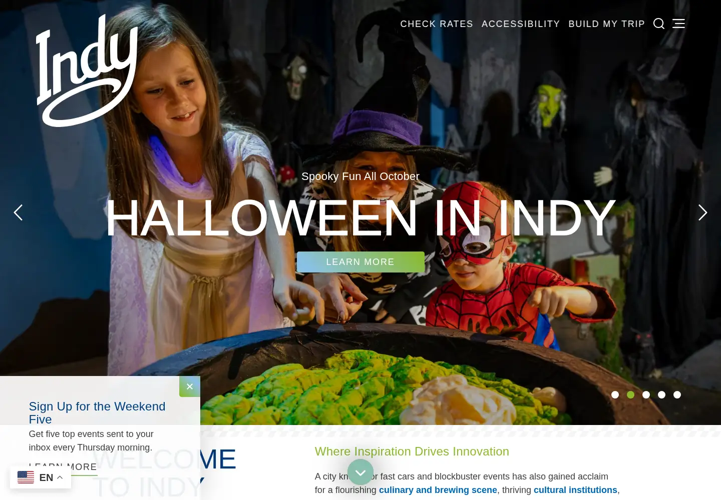 Captured homepage of visitindy.com in the current scan