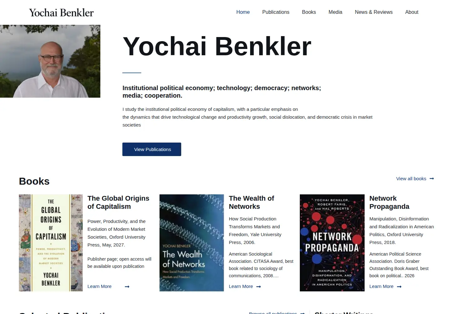 Captured homepage of benkler.org in the current scan