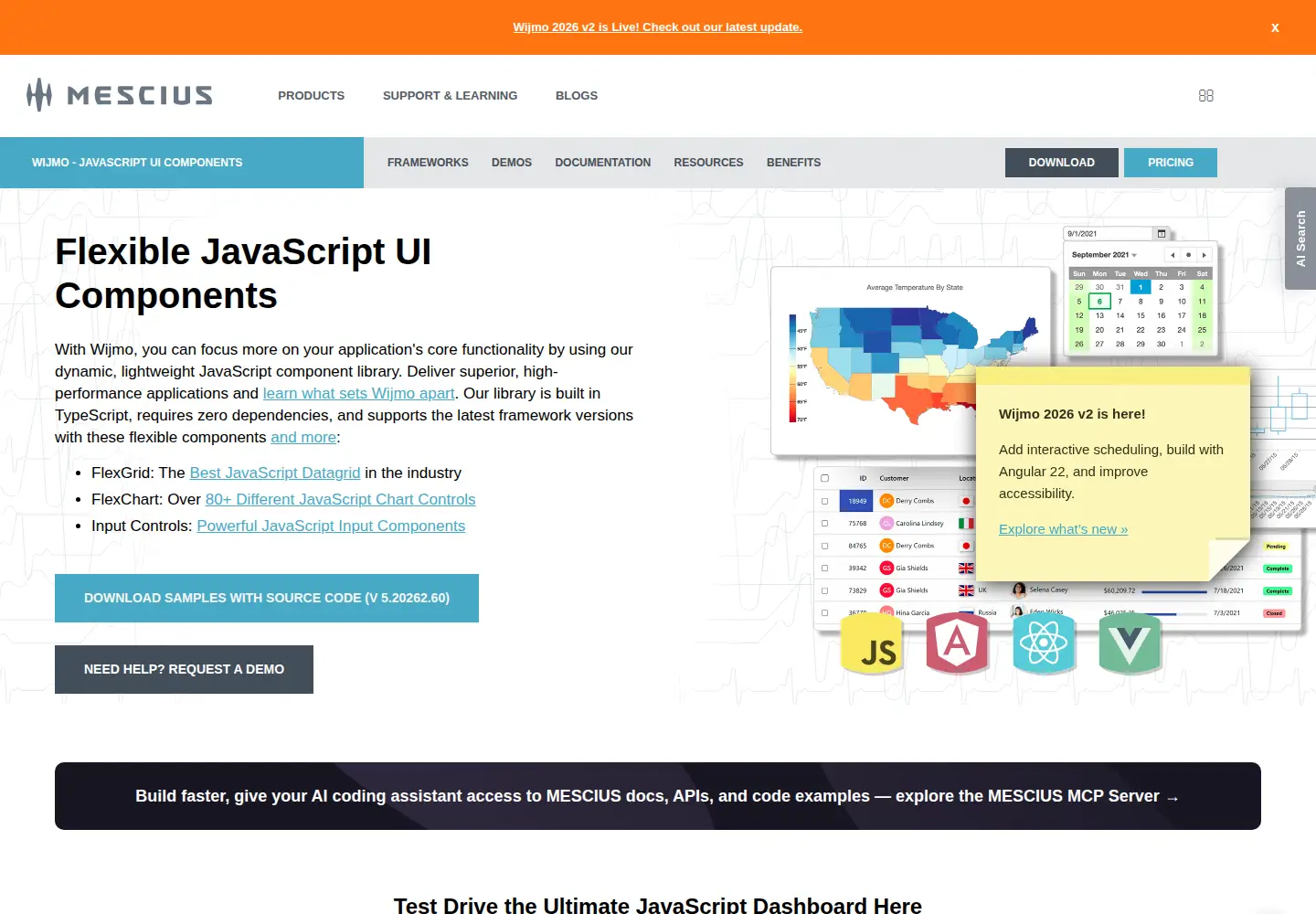 Screenshot of wijmo.com