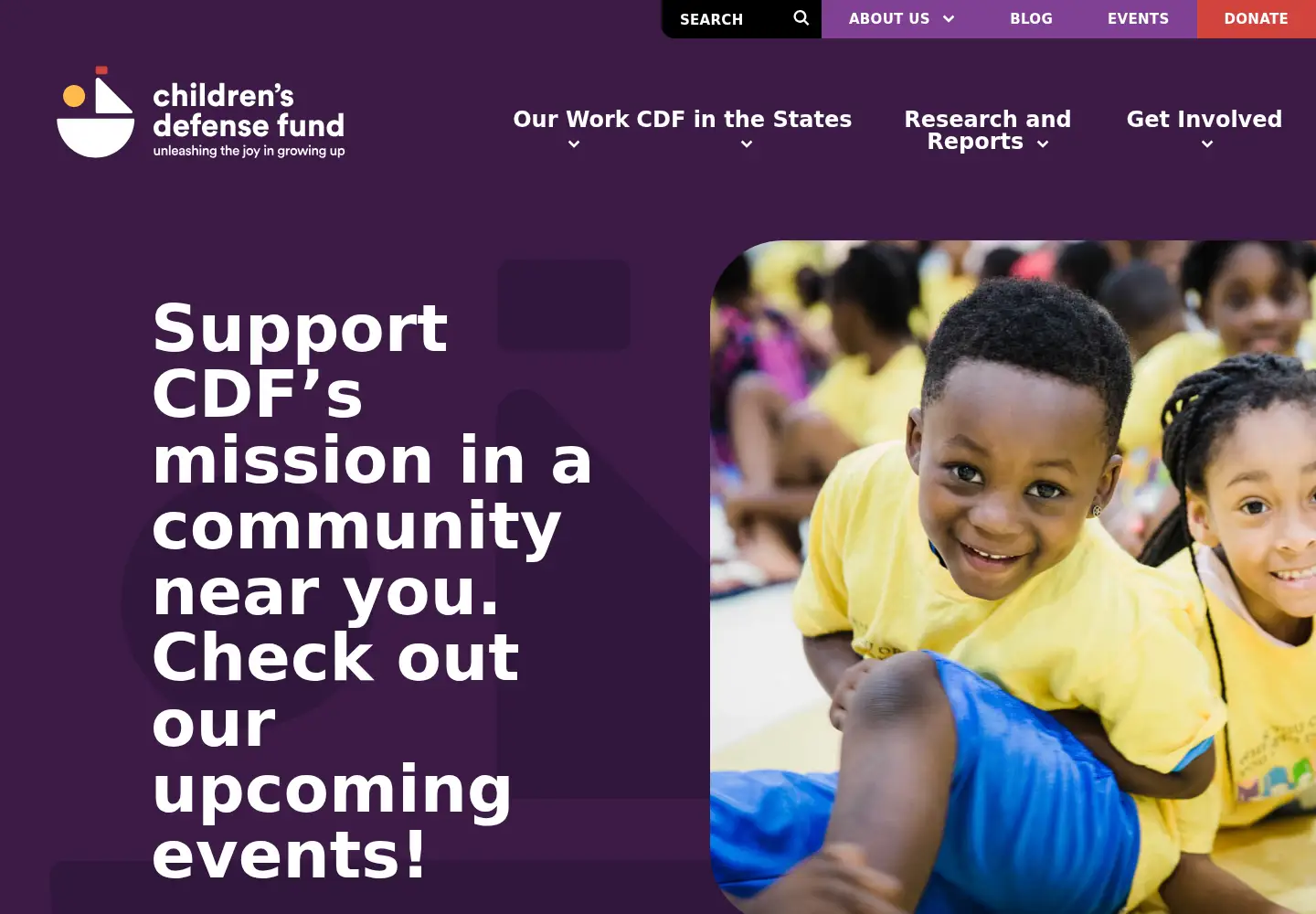Captured homepage of childrensdefense.org in the current scan