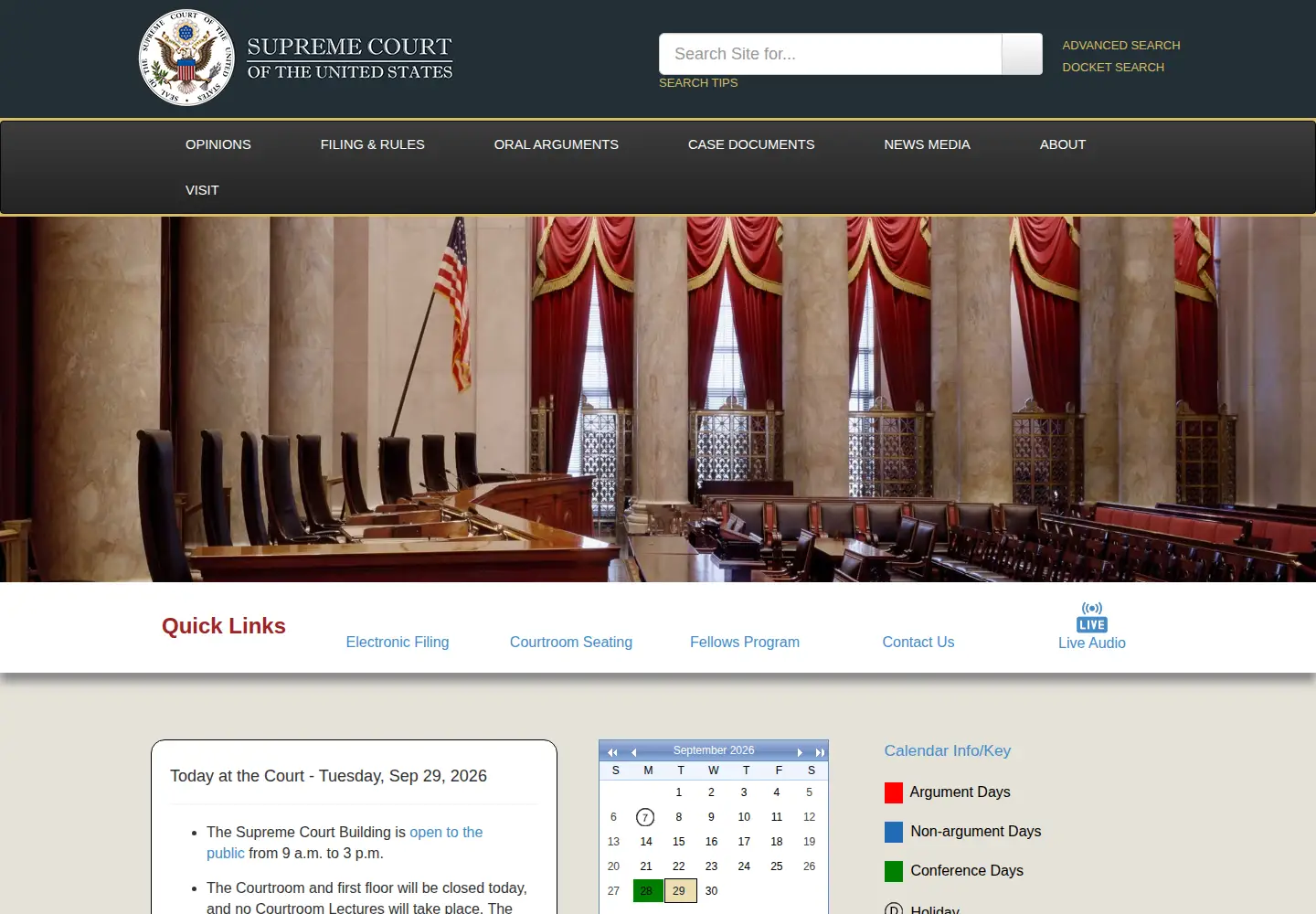 Screenshot of supremecourt.gov
