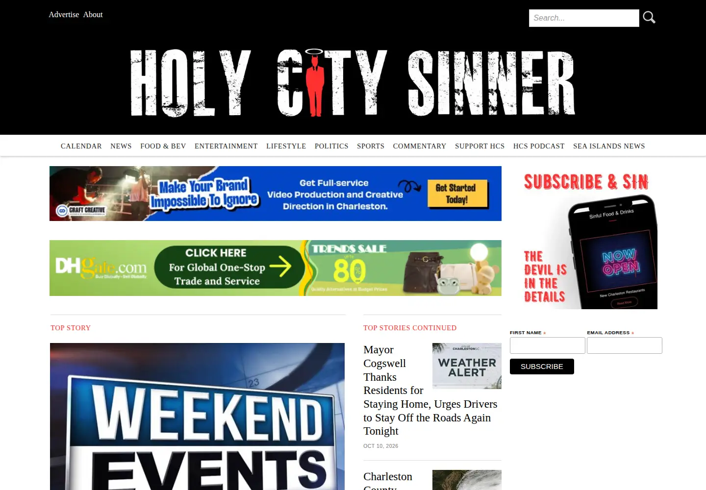 Screenshot of holycitysinner.com