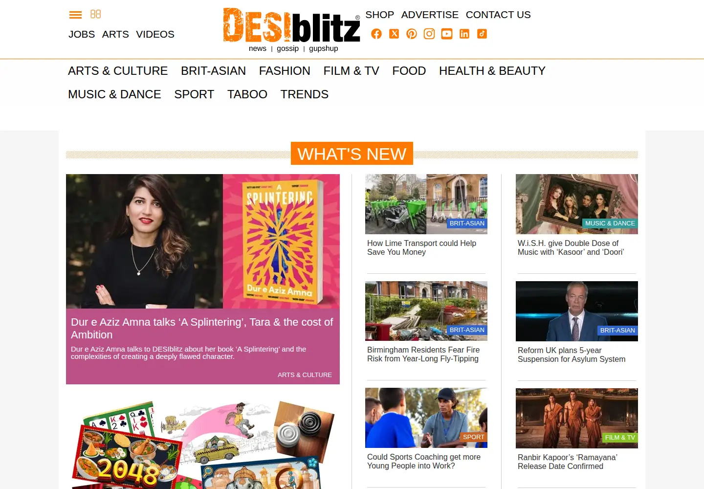 Captured homepage of desiblitz.com in the current scan