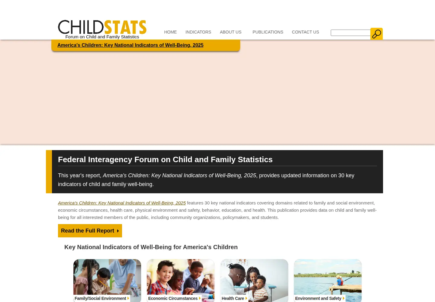 Screenshot of childstats.gov