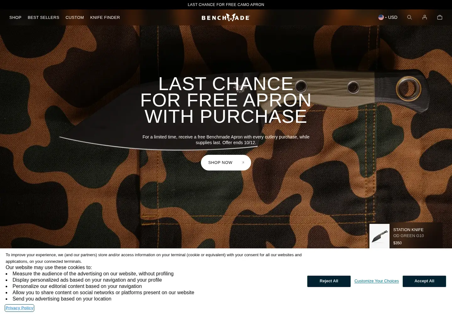 Screenshot of benchmade.com