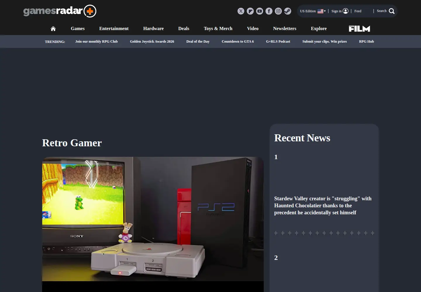 Screenshot of retrogamer.net