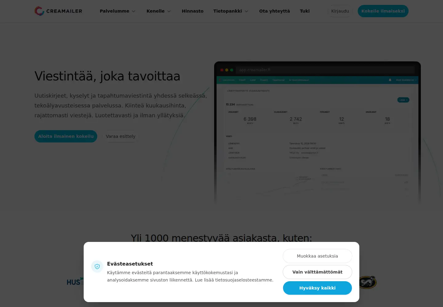 Screenshot of creamailer.fi